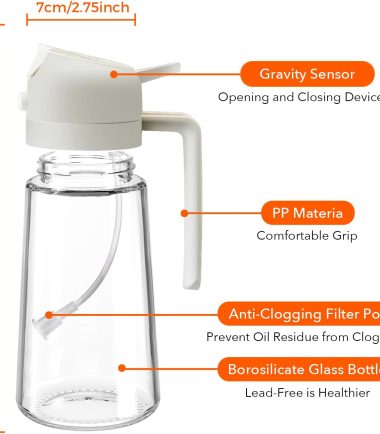 Oil Sprayer for Cooking, 2 in 1 Olive Oil Dispenser Bottle for Kitchen