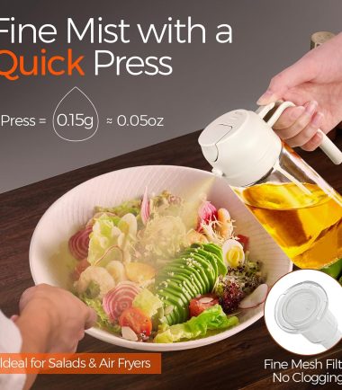 Oil Sprayer for Cooking, 2 in 1 Olive Oil Dispenser Bottle for Kitchen