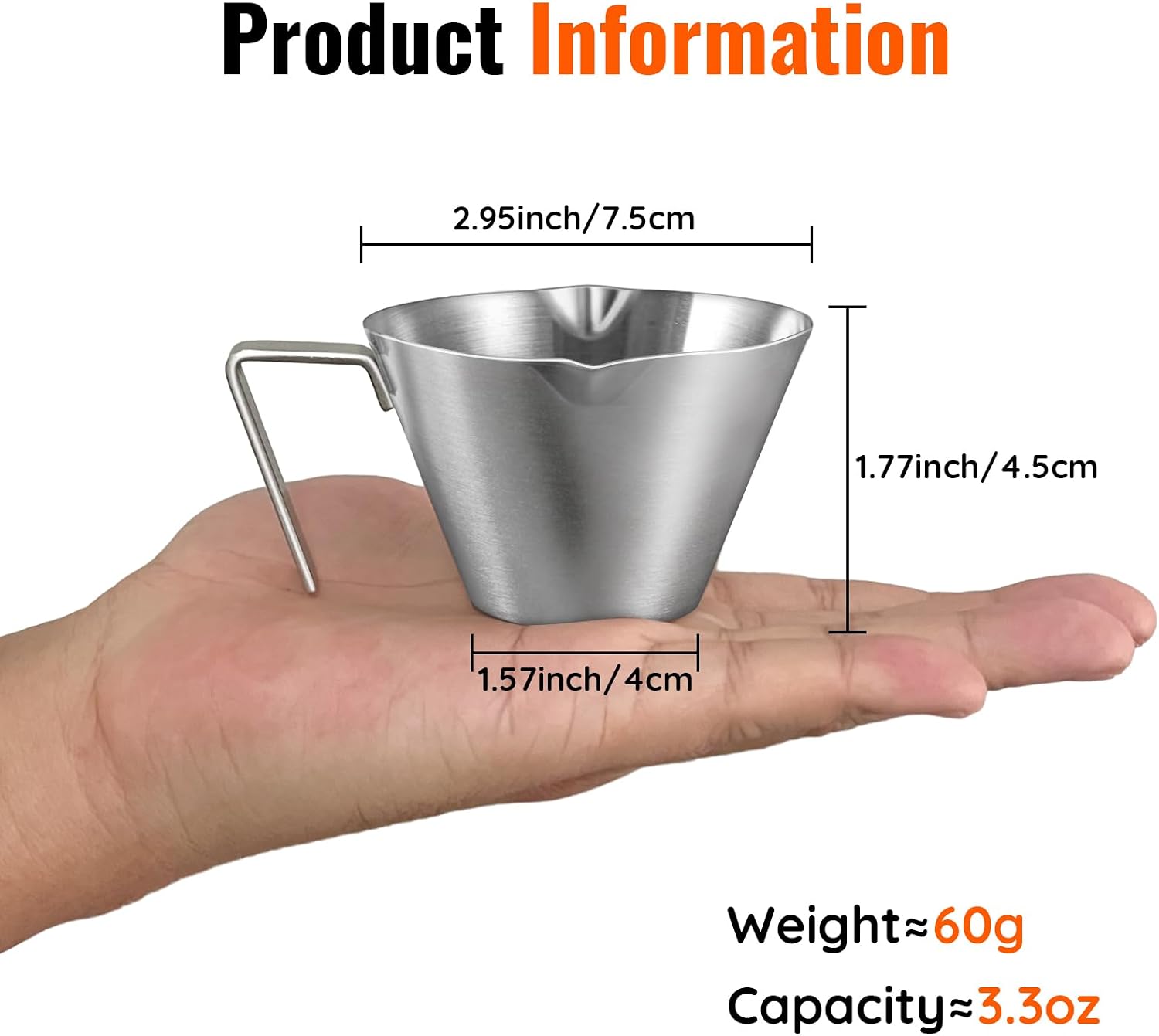 2 Pcs Espresso Cups with Handle, Stainless Steel Espresso Accessories - Image 7