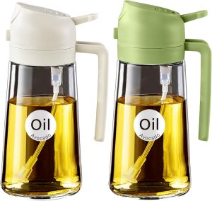 2Pcs 16oz/470ml 2 in 1 Oil Sprayer for Cooking with Stickers