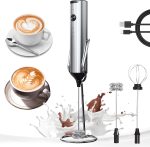 Rechargeable Milk Frother with Stand, Coffee Frother Stirrer Wand
