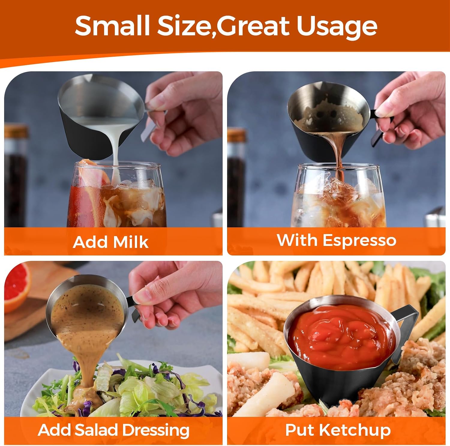 3.4oz/100ml Stainless Steel Demitasse Cup with Dual V-Spout for Coffee Extraction - Image 7