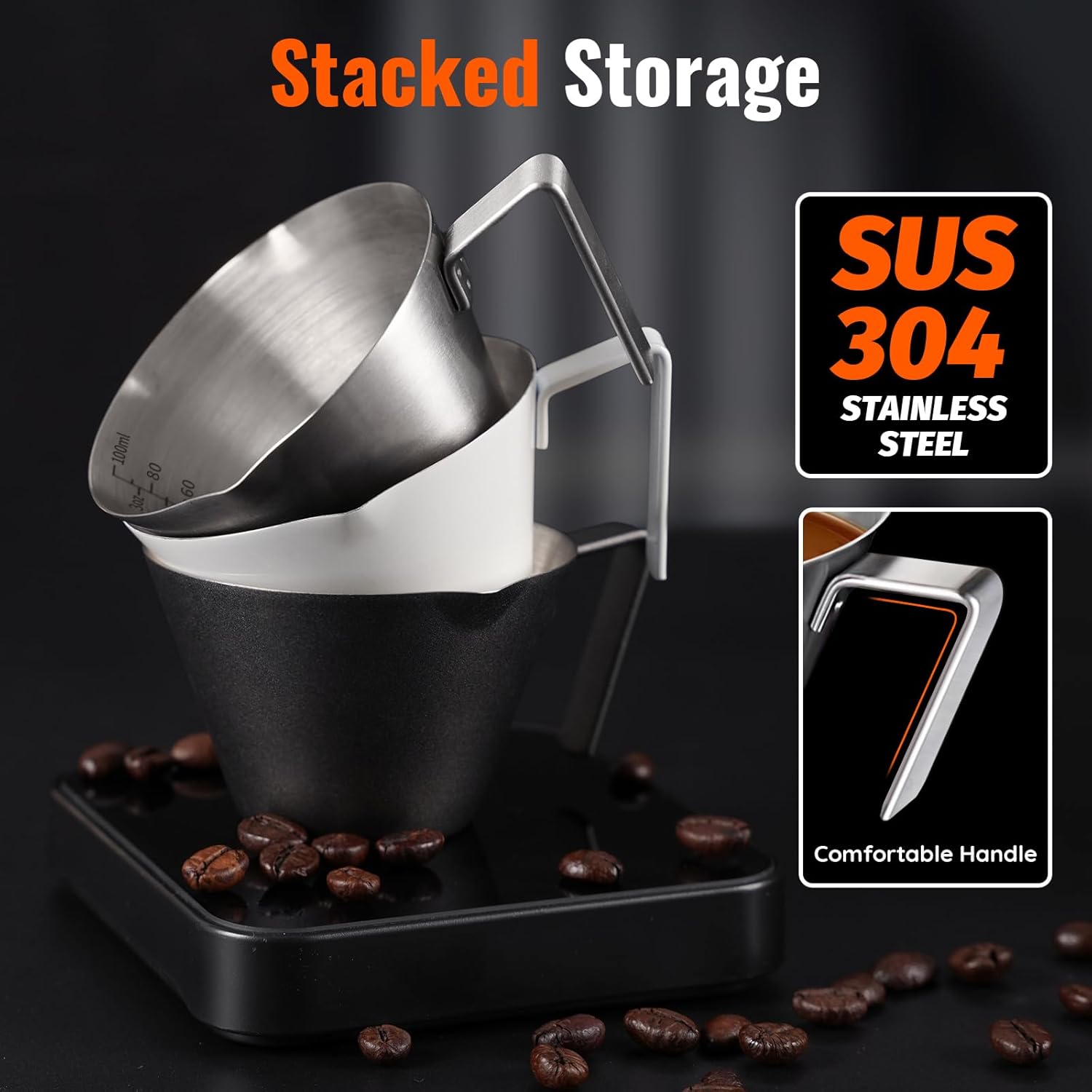 2 Pcs Espresso Cups with Handle, Stainless Steel Espresso Accessories - Image 5